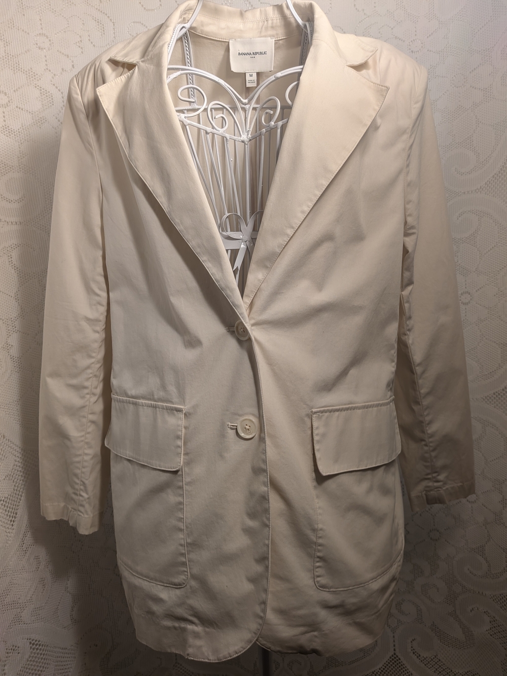 Banana Republic, Off White/Cream,LightWeight, Single-Button Blazer, Size Medium